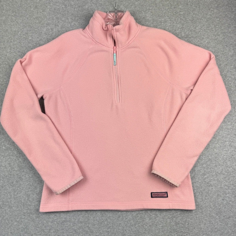 Vineyard Vines Women's S Pink Fleece 1/4 Zip Pullover Preppy Coastal Shep Ian - Picture 3 of 13